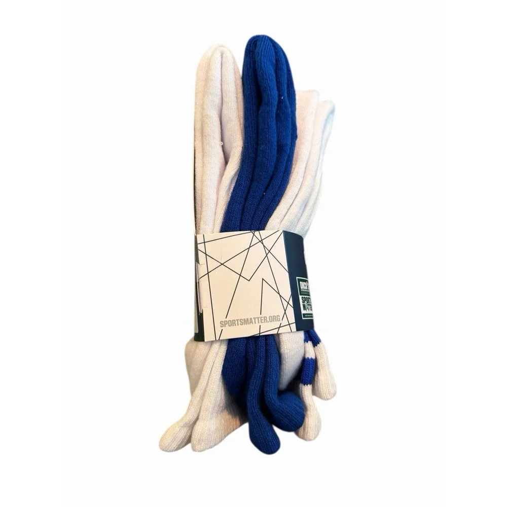 DSG Crew Socks 3 Pack White Blue Cushioned Arch‎ Support Unisex L 8-13 NWT